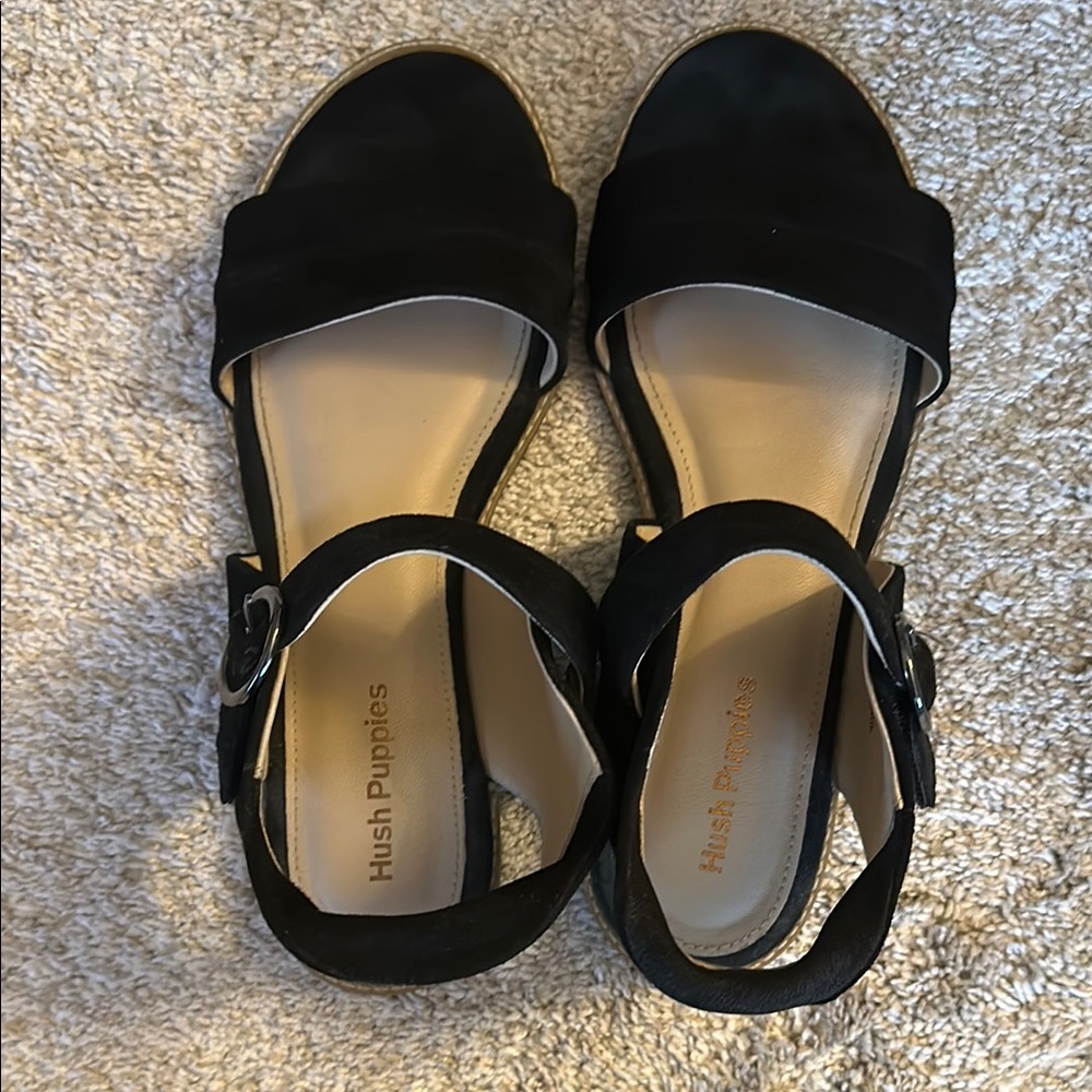 Hush Puppies Women's Black Suede Sandals